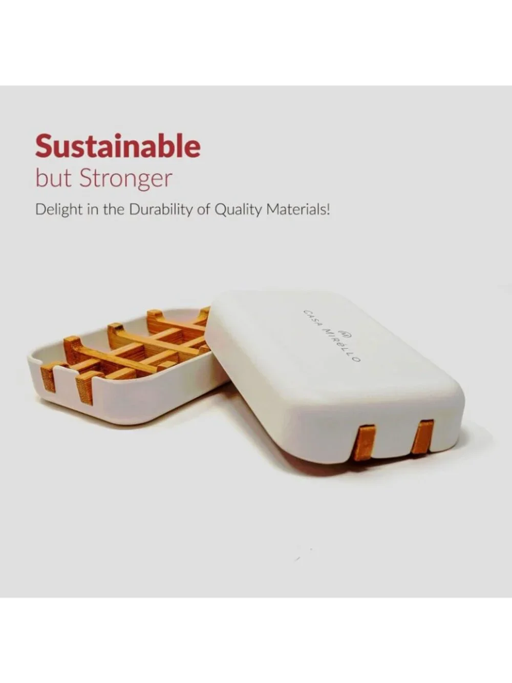 Bamboo Fiber Self-Draining Soap Dish Drain Storage Holder Tray Bathroom Set of 2